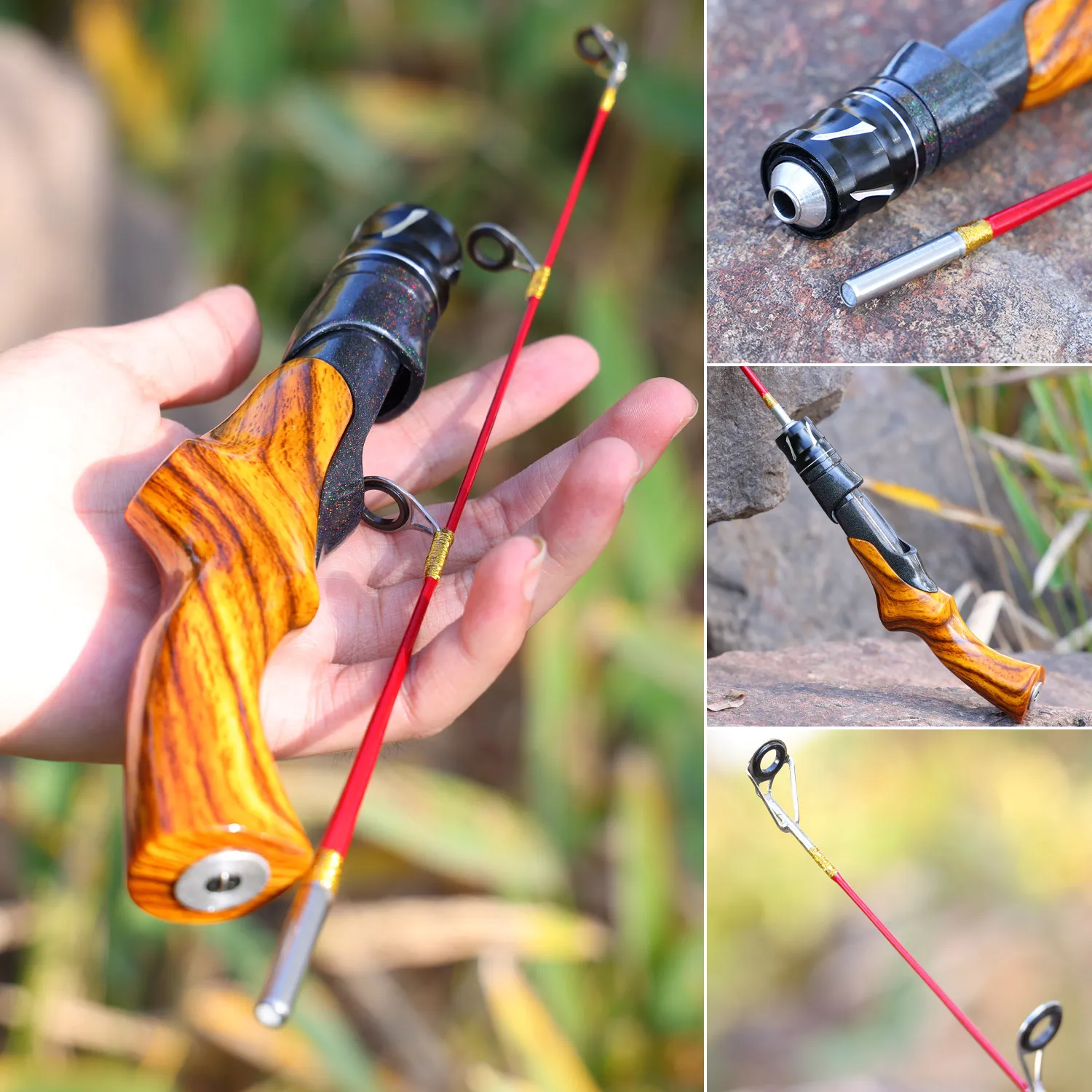 Sougayilang Ice Fishing Rod 2 Sections High Carbon Fiber Ice Rods with Power Two Rod Tips Max Drag 8Kg Fishing on The Ice image 6
