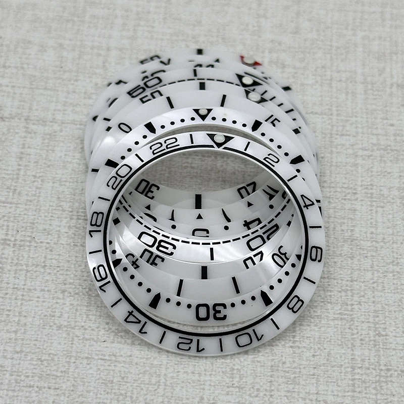 38mm White Watch Bezel High-Quality Ceramics Diving Bezel Compatible SKX007 SKX009 SRPD NH35  NH36 GMT Mechanical Movement
