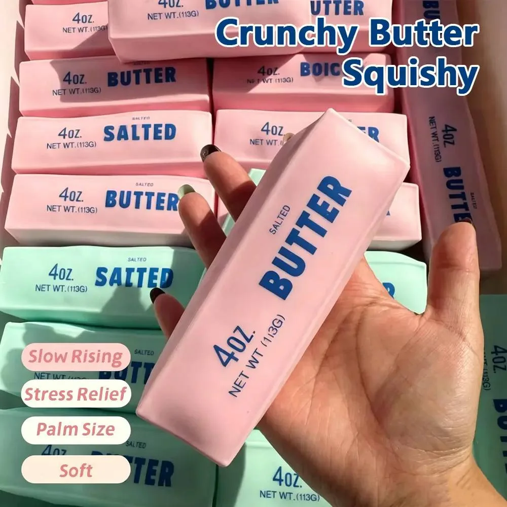 Crunchy Squishy Toy Butter Stick Peanut Strawberry Pudding Stress Ball Fidget Squeeze Toy Round Blocks Filled ASMR Anti Stress