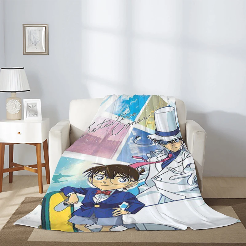 Anime Blanket Detective Conan Thick Blankets for Winter Classic Comic Microfiber Bedding Knee Sofa Warm Fleece Fluffy Soft Nap