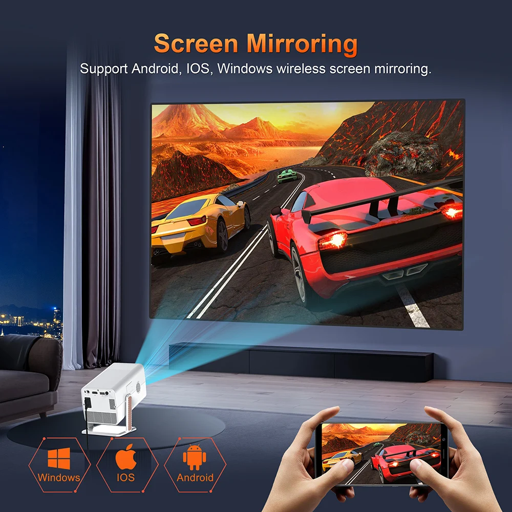 1080P HD Suppor 4k Projectors Smart Voice Remote Control Android Wifi Bluetooth Digital Projector Plus Console Portable Projecto