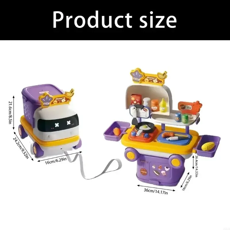 Conjunto modular maquiagem para cozinha, jogo simulação com veículo brinquedo para aprendizagem na primeira infância e