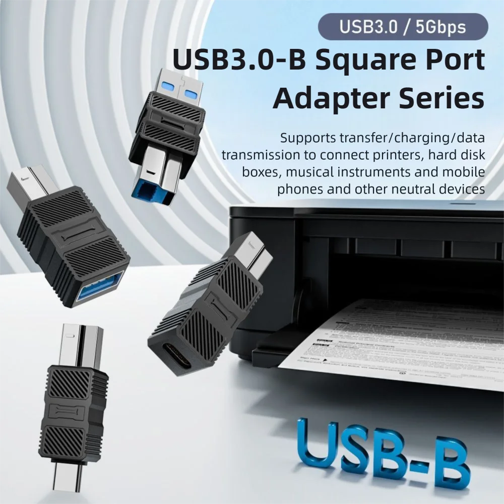 

High Quality 5Gbps USB-B 3.0 Adapter Data Transmission Fast Charging USB-B to Type-C Converter Printer Connector HDD Box