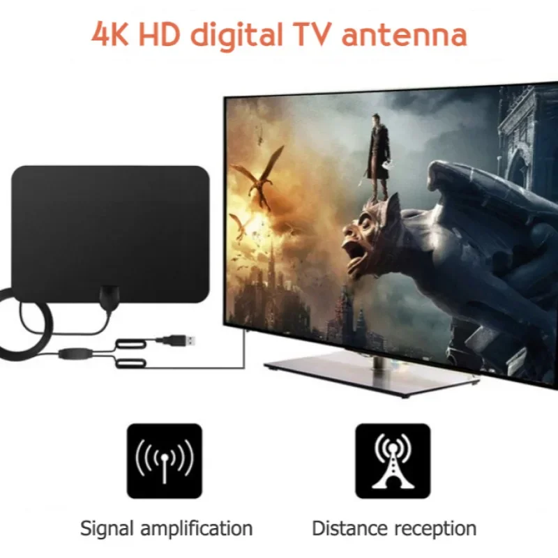 4K HD digital TV Antenna DVB-T Indoor Installation Antenna signal amplifier 35DBI High Gain TV Box F-head with IEC adapter