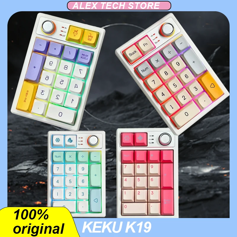 

Keku K19 Mechanical Keyboard Tri-Mode 2.4g Wireless Bluetooth 19key Hot-Swap Gasket Rgb Customize Mini Keyboard For Offiice Gift