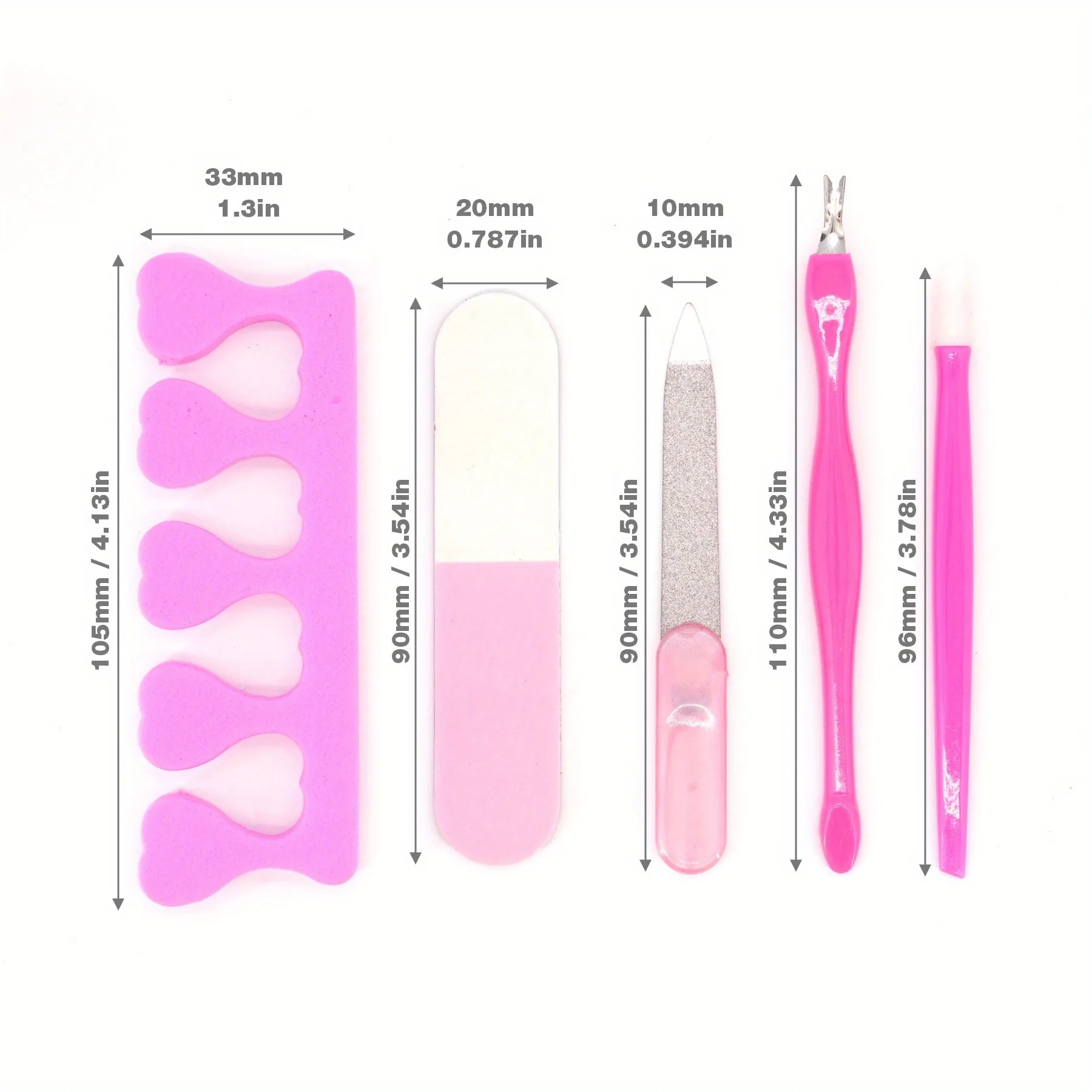 Pilnik do paznokci Gąbka do szorowania Cążki do usuwania odrostów Kryształowy patyczek Rozdzielacz do palców Zestaw narzędzi do manicure