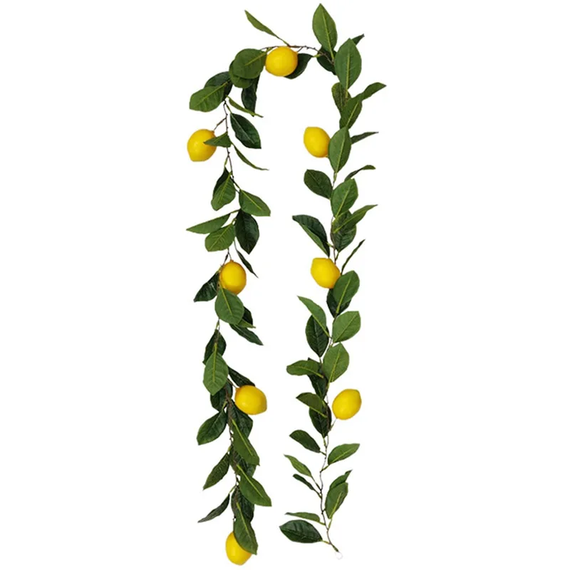 

76.7inch Artificial Lemon Garland Greenery Garland with Foam Yellow Lemons Spring Summer Fruit Garland for Wedding Table Decor