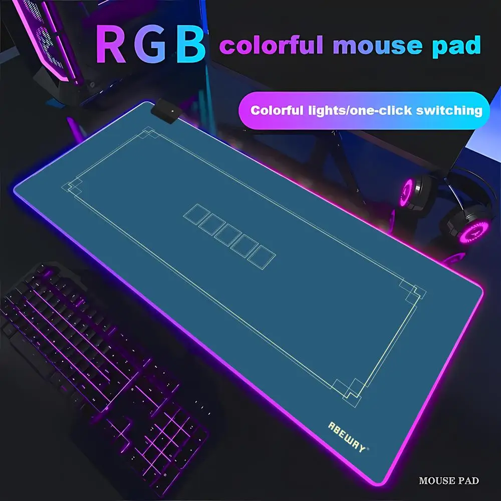 HYBXAXC New Chinese Style Mouse Pad, Minimalist Line Frame Desk , RGB Mouse Pad HD Gamer Large LED Rubber Base,for Office Laptop