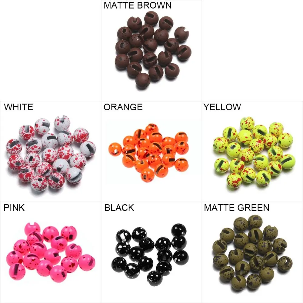 Metallic Slotted Tungsten Beads com Dot Eyes, Fly Fishing, Ice Jig, cabeça do grânulo, amarrando o material, 2.5-4.0mm, 20pcs