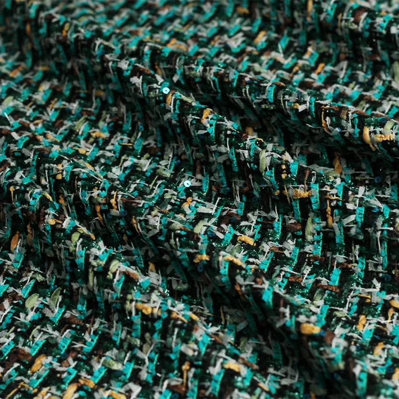 Redraspberry 145cm Dark Green Sequins Tweed Fabric Garment Material Autumn Women Jacket Dress Coat DIY Sewing Cloth Freeshipping