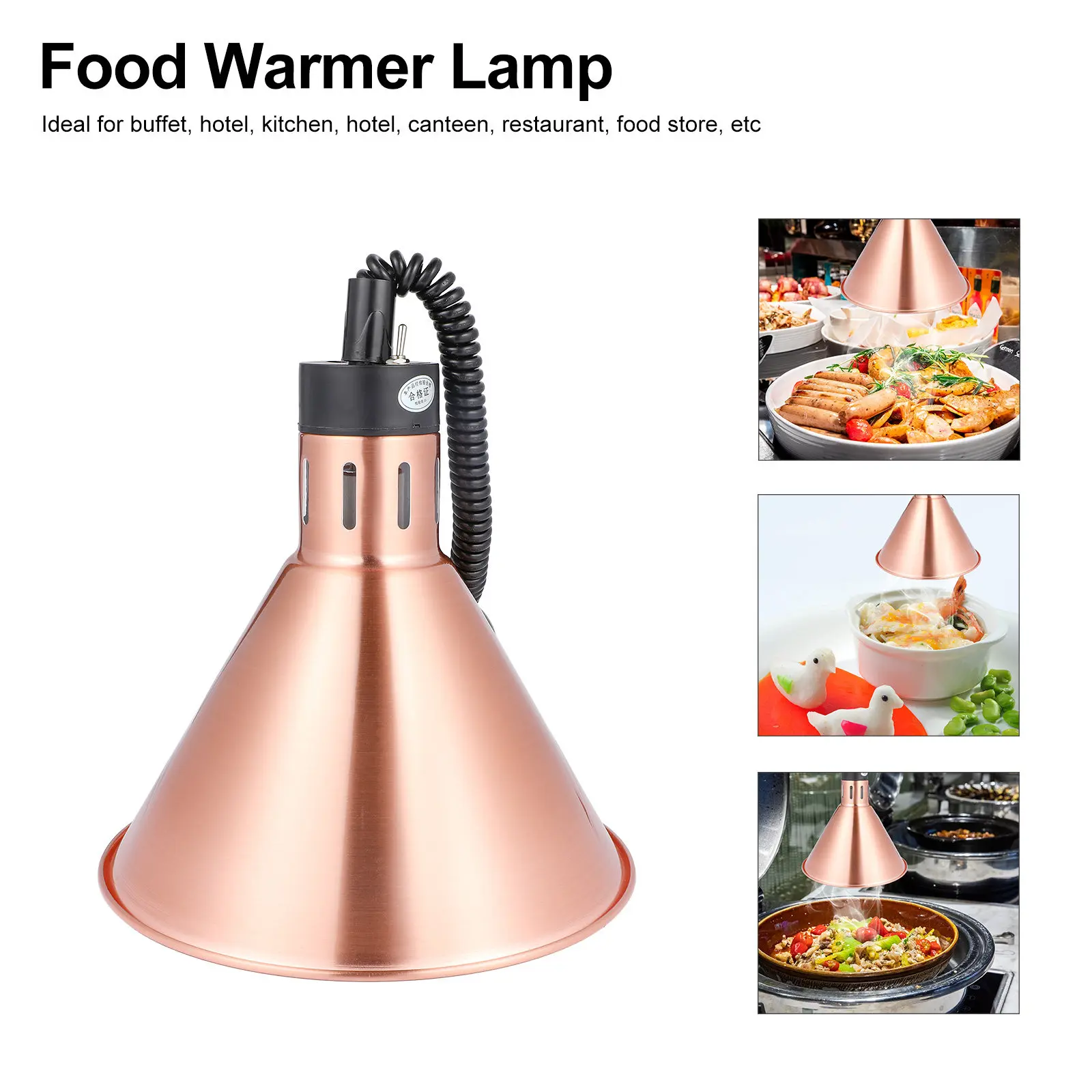 Telescopic Heat Lamp Food Warmer Restaurant Kitchen Buffet Light Adjustable Height Metal Uniform Temperature Easy Install