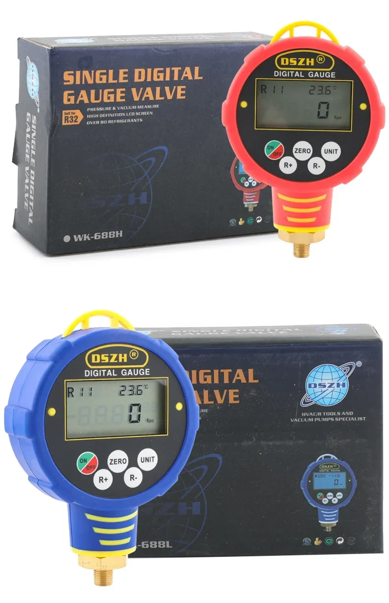 Digital Manifolds Refrigerant Gauge Single Digital Gauge Valve WK-688H/L Refrigeration Pressure Tester Digital Vacuum Gauge