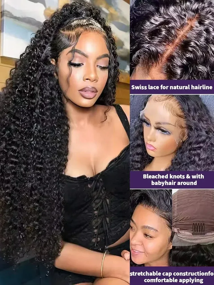 250 Density 40 44 Inch Water Wave Curly 13x6 Hd Lace Front Wigs Black Pre Plucked Deep Wave Human Hair 13x4 Lace Front Wig