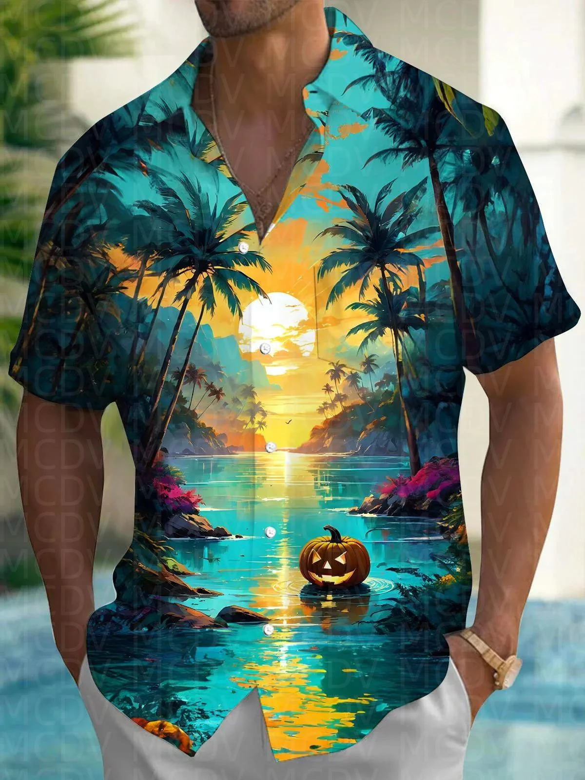 Skeleton Captain Pattern Men's Hawaiian Shirt Stretch Easy Care Camp Shirt Big Tall