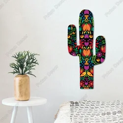 Putuo Decor 1Pc Mexican Style Cactus Shaped Wooden Signs, Decoration Wall Art Painting Decor for Home Living Room Bedroom