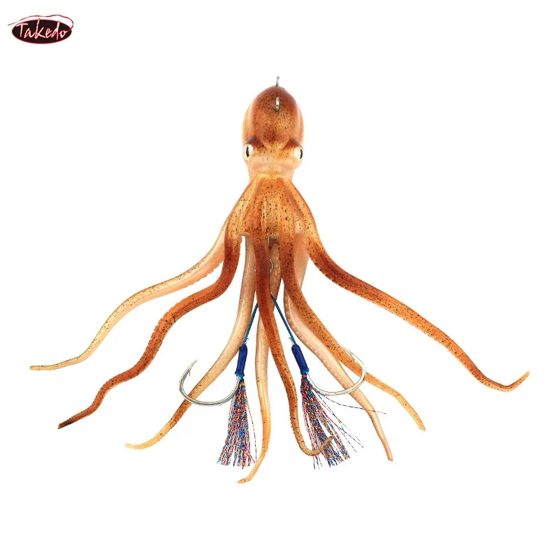 TAKEDO MY14 180G 200G 250G 300G Sea Fishing Octopus Bait With Double Hook Soft Bait Troulling Lure Boat Fishing For Rockfish