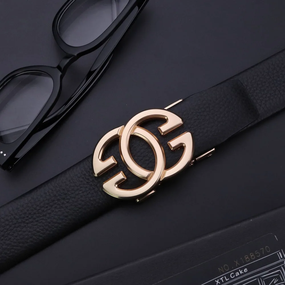 New Business Men's Belt Leisure Fashion Luxury Designer Brand Automatic G-Button Women's Belt Jeans Men's Belt