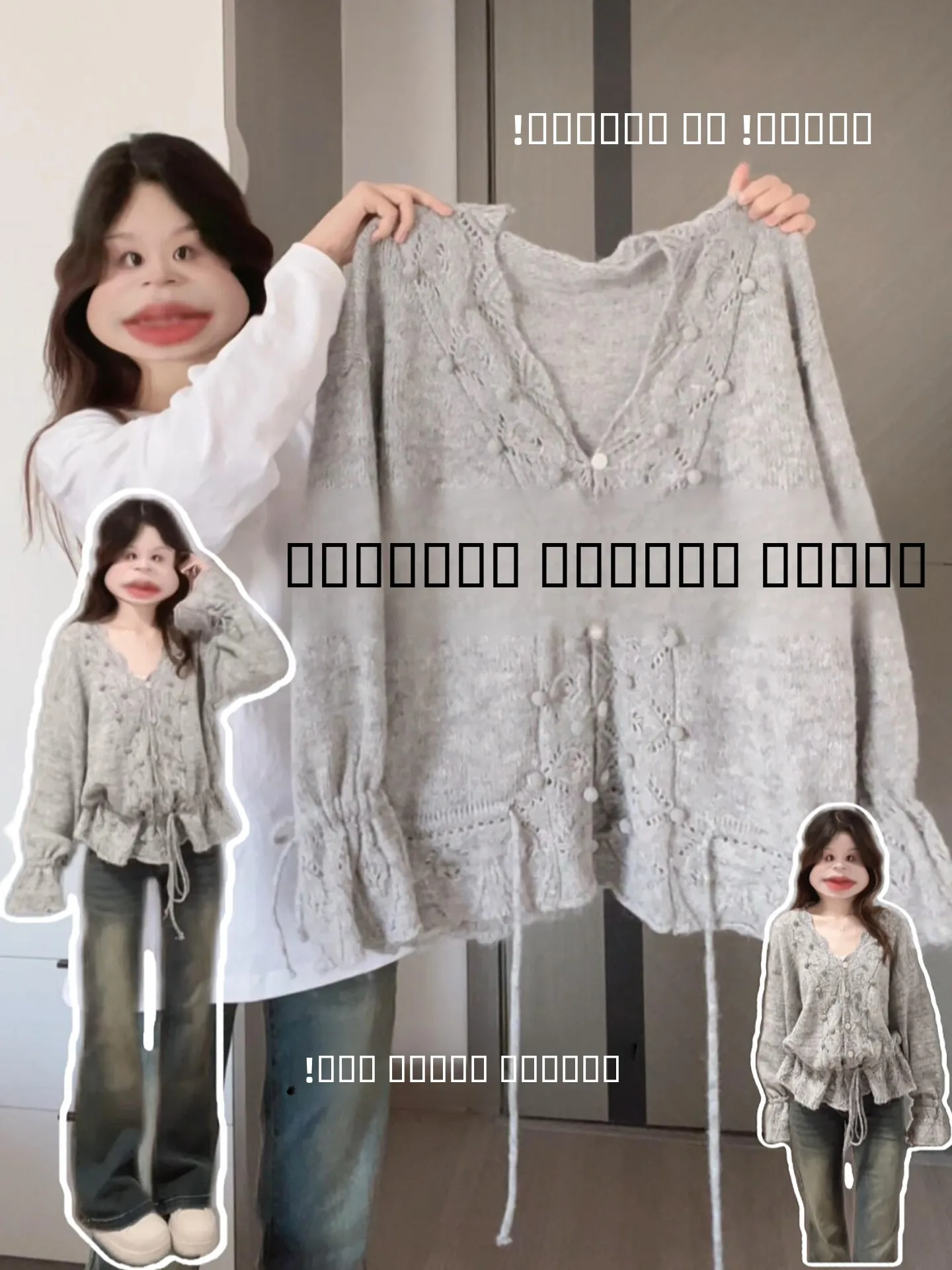 

ay Hollow out Long Sve V-Ne Sweater Women's Sweet Design Belted Waist Knitted Top Korean Sle Autumn Faion