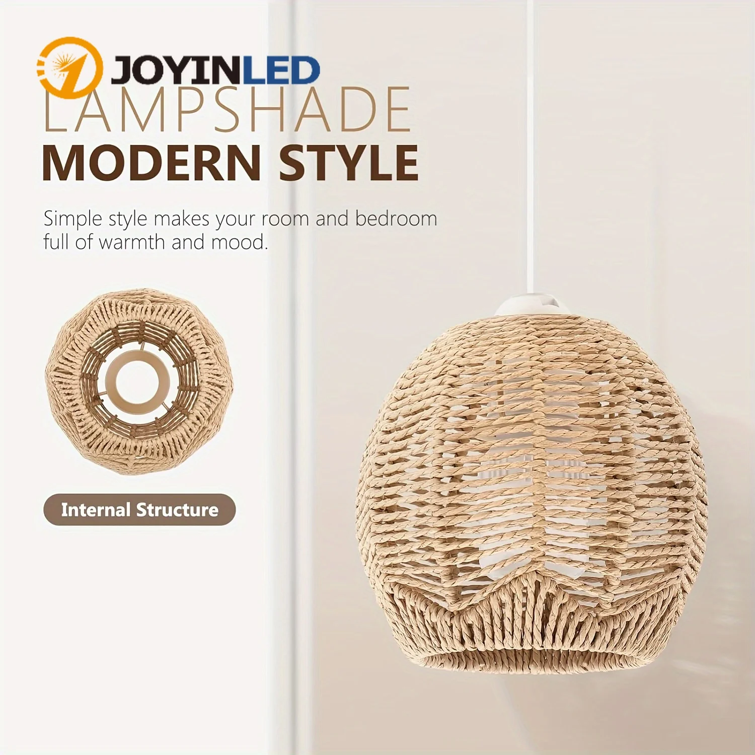 

Pack of 1/3 Paper Rope Decor Pendant Light Black/White Handcrafted Basket-Style Covers Chandelier for Dining Area/Cafe/Tea House