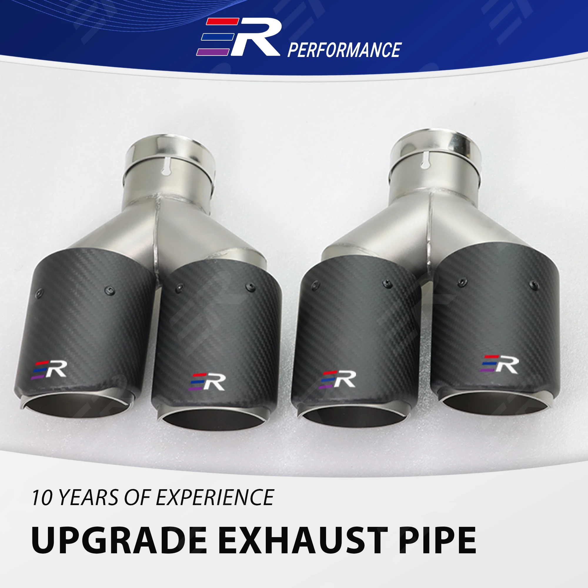 

ER Upgrade Universal Dual Exhaust Tips Matte Real Carbon Fiber Nozzles Muffler Decorative Pipe Car Accessories For Modified