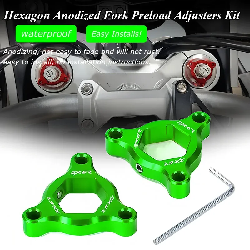 Fit For Z750 Z800 ZX6R ZX 6R 10R 14R ZX10R ZX14R ZX636R ZX6RR ZX1400 ZZR1400 Motorcycle 14mm Suspension Fork Preload Adjusters