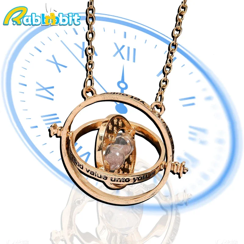 Nuevo collar convertidor de tiempo de Harries Potters, varita, volteador de tiempo, colgante de reloj de arena, collar triangular, regalo de cumpleaños para Amiga