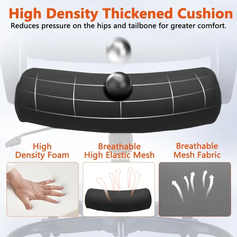 Ergonomic Rolling Mesh Desk Chair with Executive Lumbar Support and Adjustable Swivel Design for Home Office, Office Chair