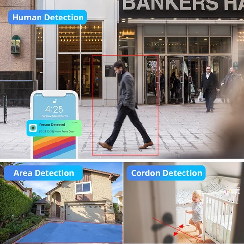 Imagen 2 del producto Cámara IP PTZ con Wifi de 5MP, Zoom Digital 5x, detección humana IA, vigilancia inalámbrica para exteriores, cámara IP CCTV, protección de seguridad iCSee