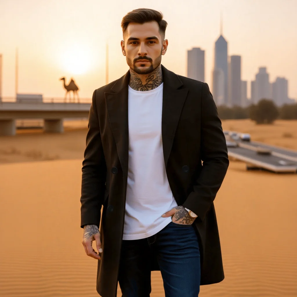 

Мужская двубортная ветровка однотонного цвета в стиле пальто для деловых поездок и повседневной носки