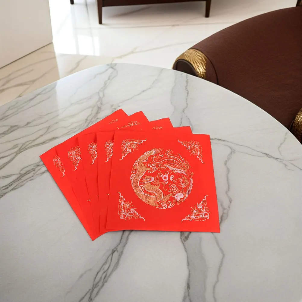 

20Pcs Red Calligraphy Paper Blank Fu Character Sheets for Chinese New Year Spring Festival Couplets Traditional Calligraphy Set