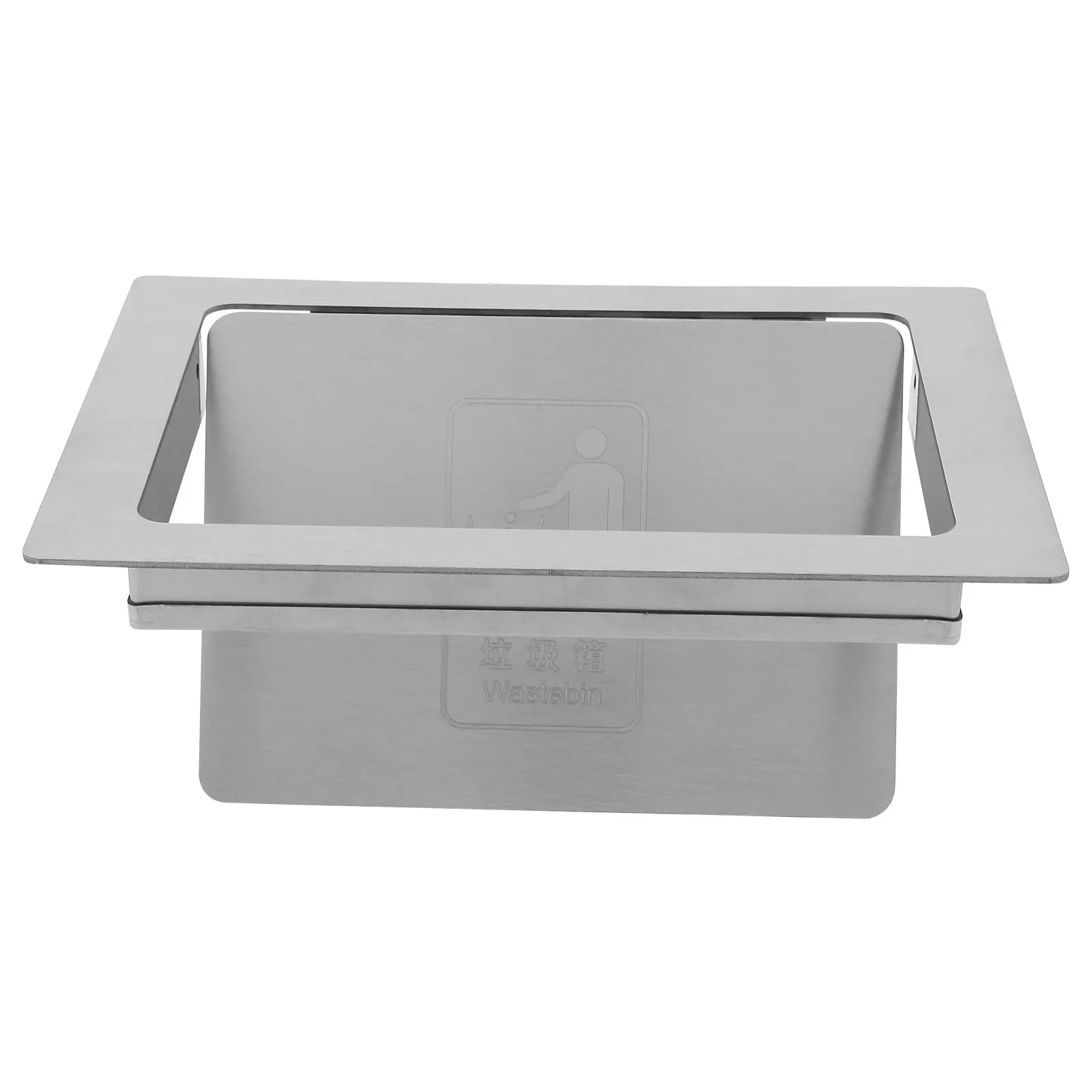 

Rectangular Stainless Steel Recessed Trash Can Lid Push Cover for Kitchen Milk Tea Shop Built-in Countertop Embedded Garbage Lid