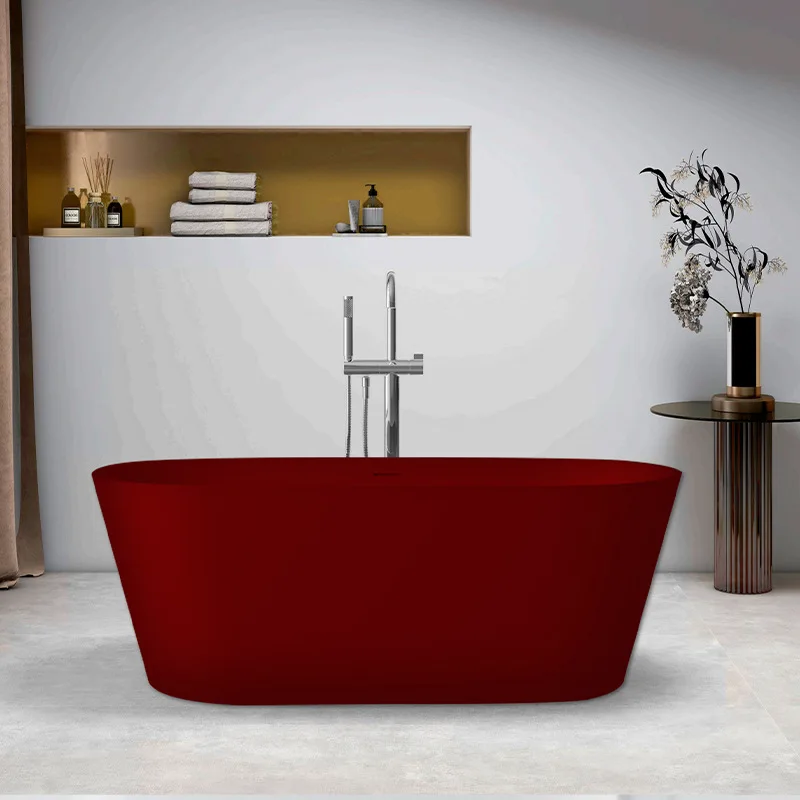 For Household Bathroom Artificial Stone Bathtub Simple Thickened Floor to Ceiling Adult Bath Tub