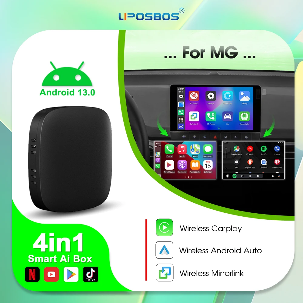 Android Auto Ai TV Box Wireless Carplay Android 13 для Youtube Netflix для MG GT MG5 RX5 GS ZP Hector MG Ei5 ZS EV Gloster