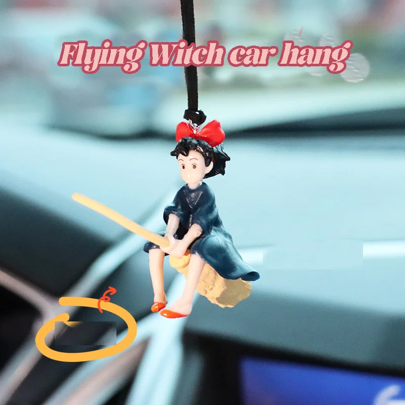 

Witch Broomstick Car Hanging Ornament Cute Magic Themed Decor Adjustable Rope Safe Non-Slip Charm for Rearview Mirror Dashboard