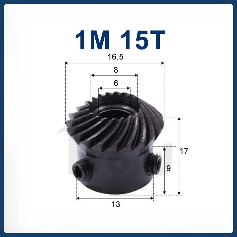 45# Steel 1M 15T Spiral Bevel Gear M1 Modulus 1:1 90 Degrees Differential Gear Same Ratio Diameter