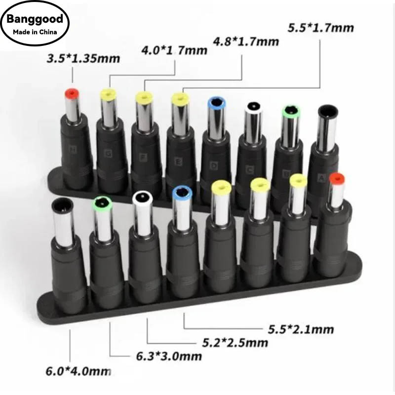 8Pcs Universal DC Power Plug Tips Kit, 8 in 1 5.5x2.1mm Converter Adapter Connector for Laptop & Phone Power Supply Charger