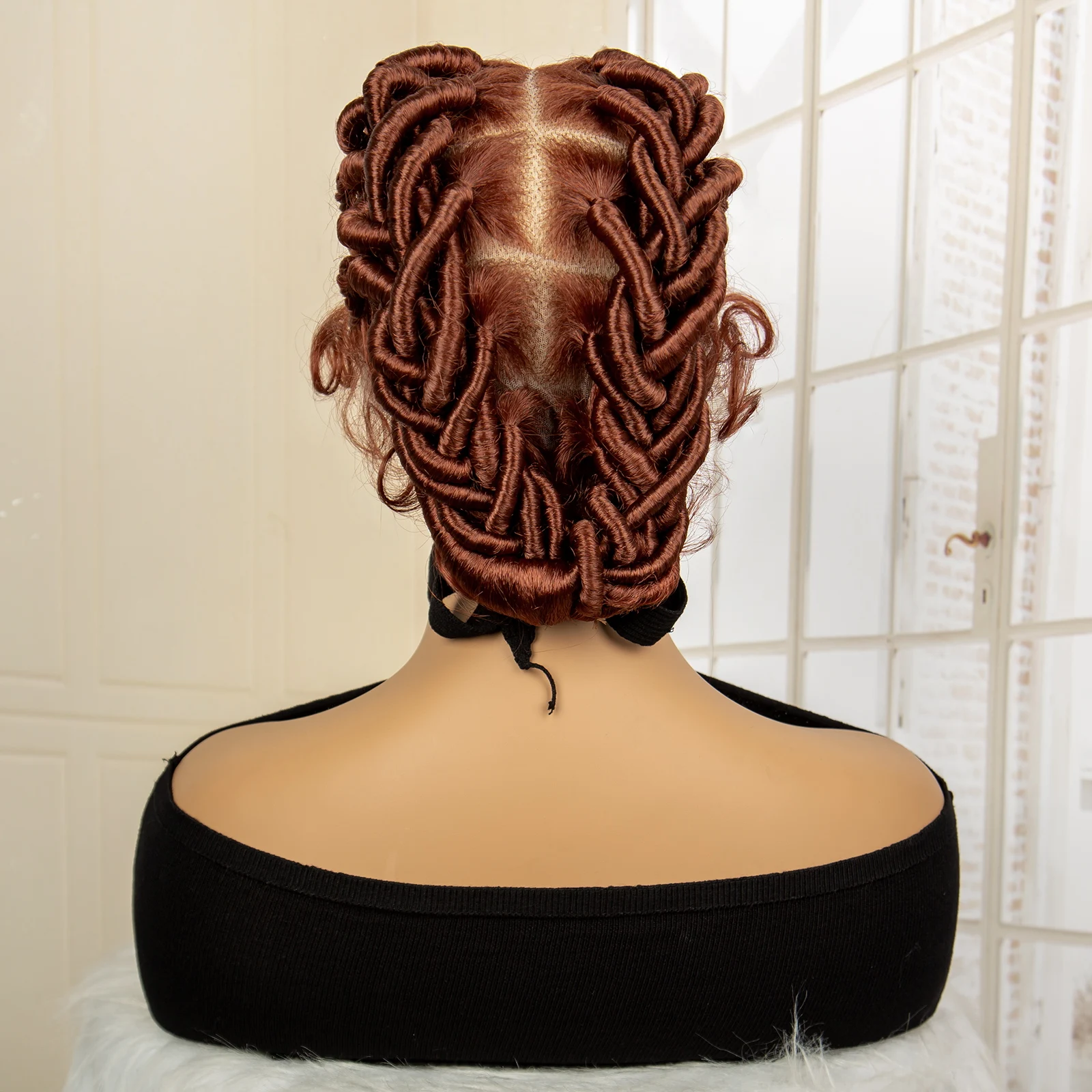 Synthetic Afro Bantu Knotless Braiding Wig Full HD Lace Handmade Lightweight Short Braided Wigs for African Black Women