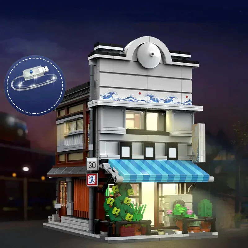 السوشي الياباني منزل وحدات اللبنات 1 الشكل مدينة مطعم شقة مخزن العمارة الطوب أطقم منمذجة الهدايا 1665 قطعة #2