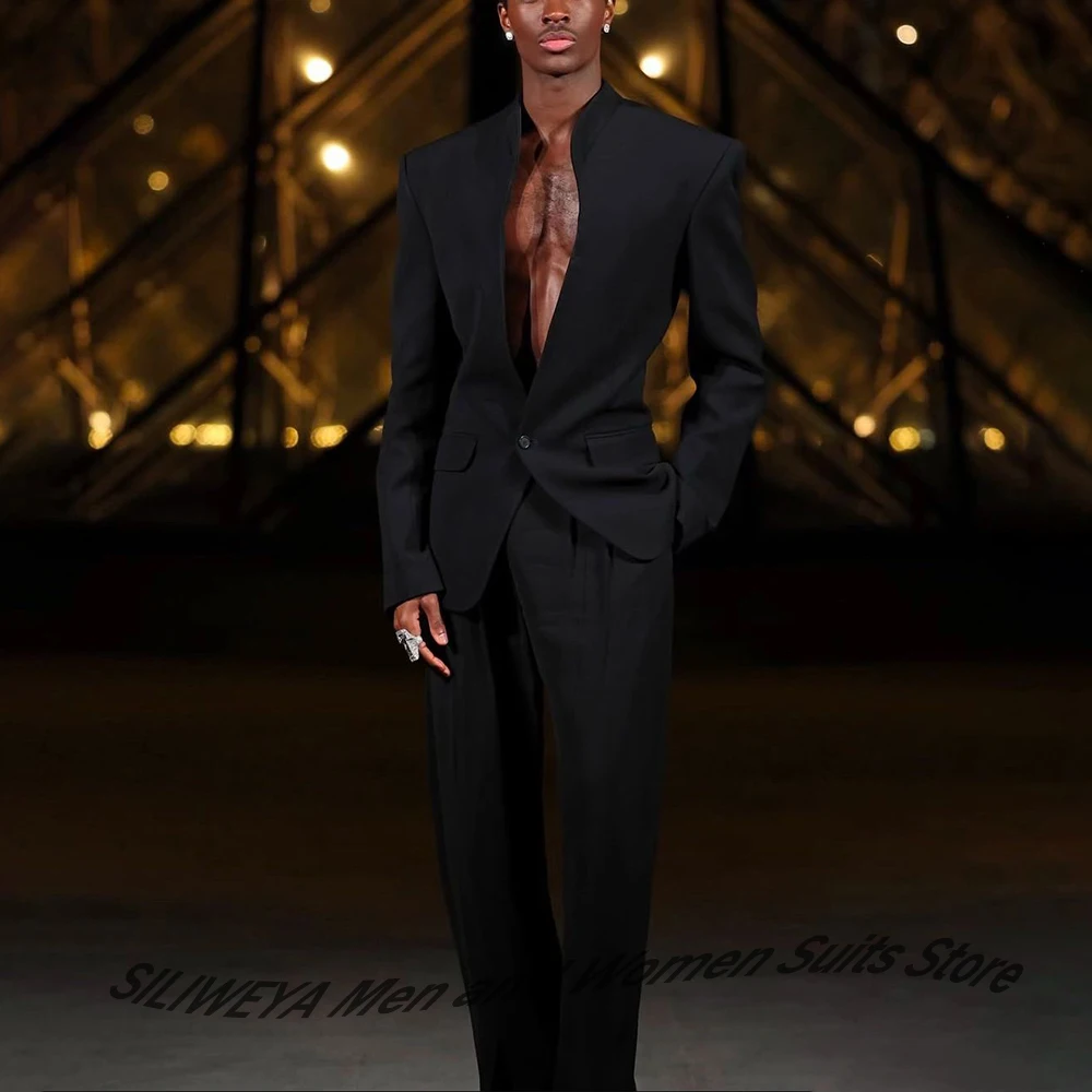 

Smart Men's Suits Handsome Male Two Pieces Pant Sets Single Button Shawl Lapel Blazer Gentlemen Evening Party Banquet Costume