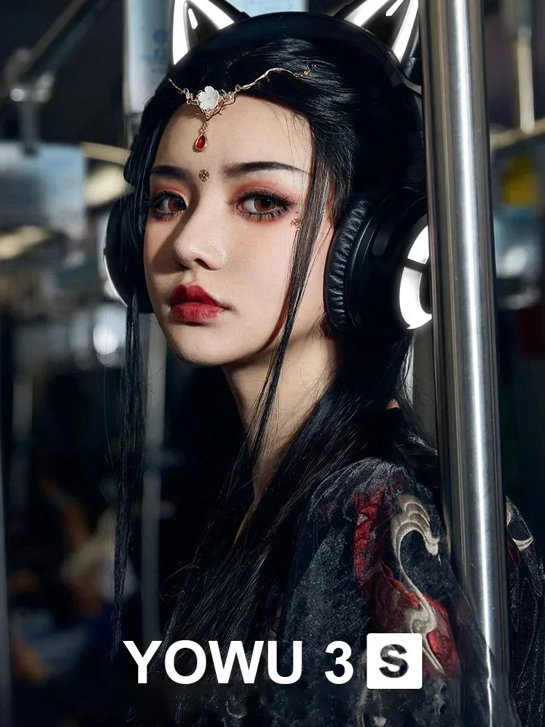 かわいい猫ワイヤレスヘッドフォンアプリ制御ライト高品質猫ガールかわいい猫耳ヘッドセットコンピュータゲーム用