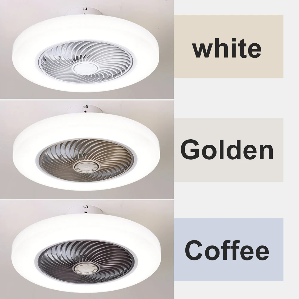 Smart Ceiling Fan Light Remote Control 52cm Invisible Blades LED Flush Mount for Bedroom Home Office Quiet DC Motor Ventilator