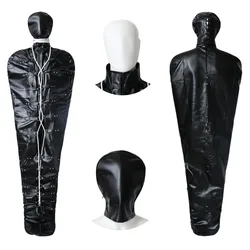 SM Full Body Binder Bondage Bag Sex Restraint Mummy Sleeping Bag Erotic Costume Leather BDSM Slave Bodysuit Adult Games Sex Toys