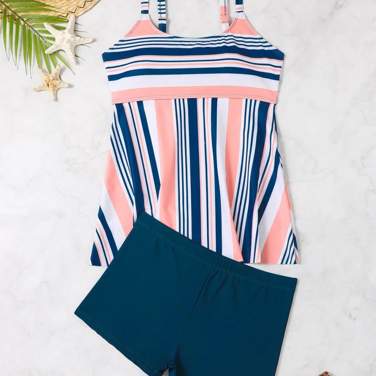 Nuovo costume da bagno donna sexy a righe costume da bagno due pezzi costume da bagno a vita alta tankini con pantaloncini mujer costumi da bagno donna tronco