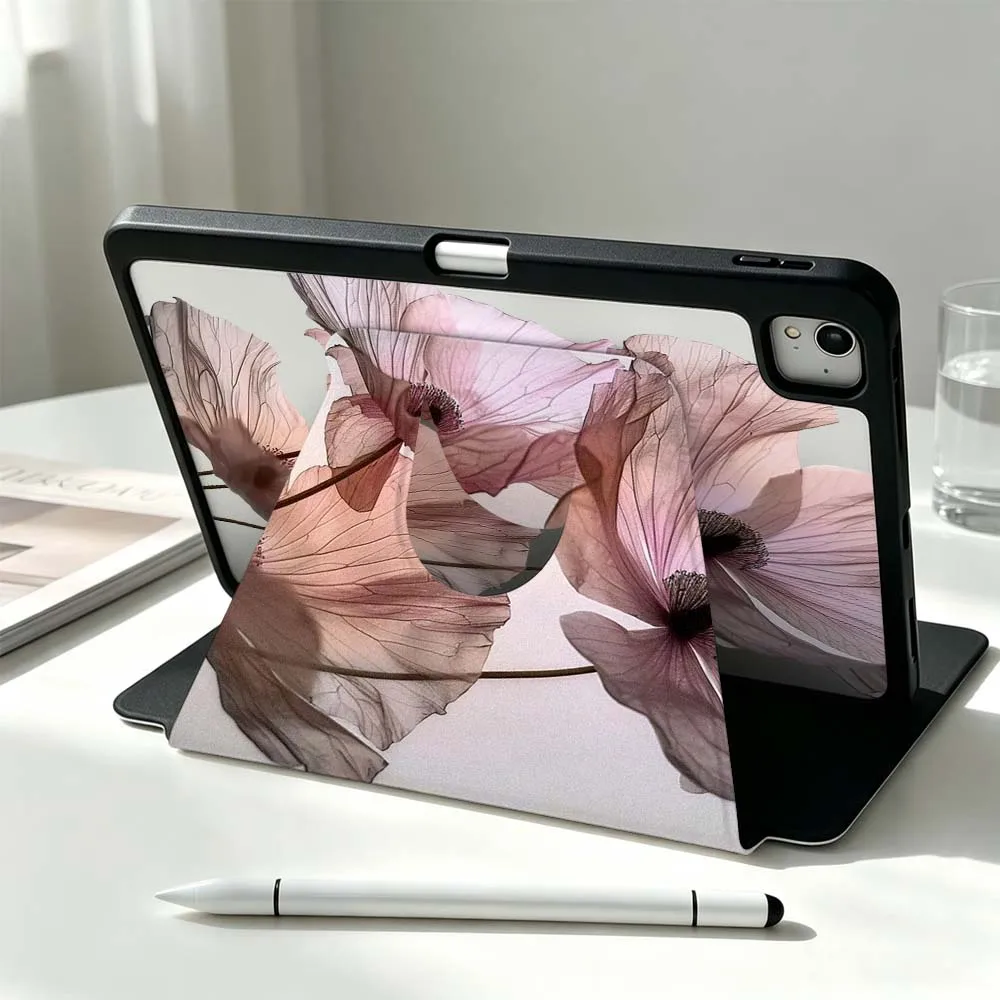 Art Design Petals For Xiaomi Mi Redmi Poco Pad 8 7 7S 6 6S 5 SE Pro Ultra 360° Rotation Stylus Storage Tablet Case