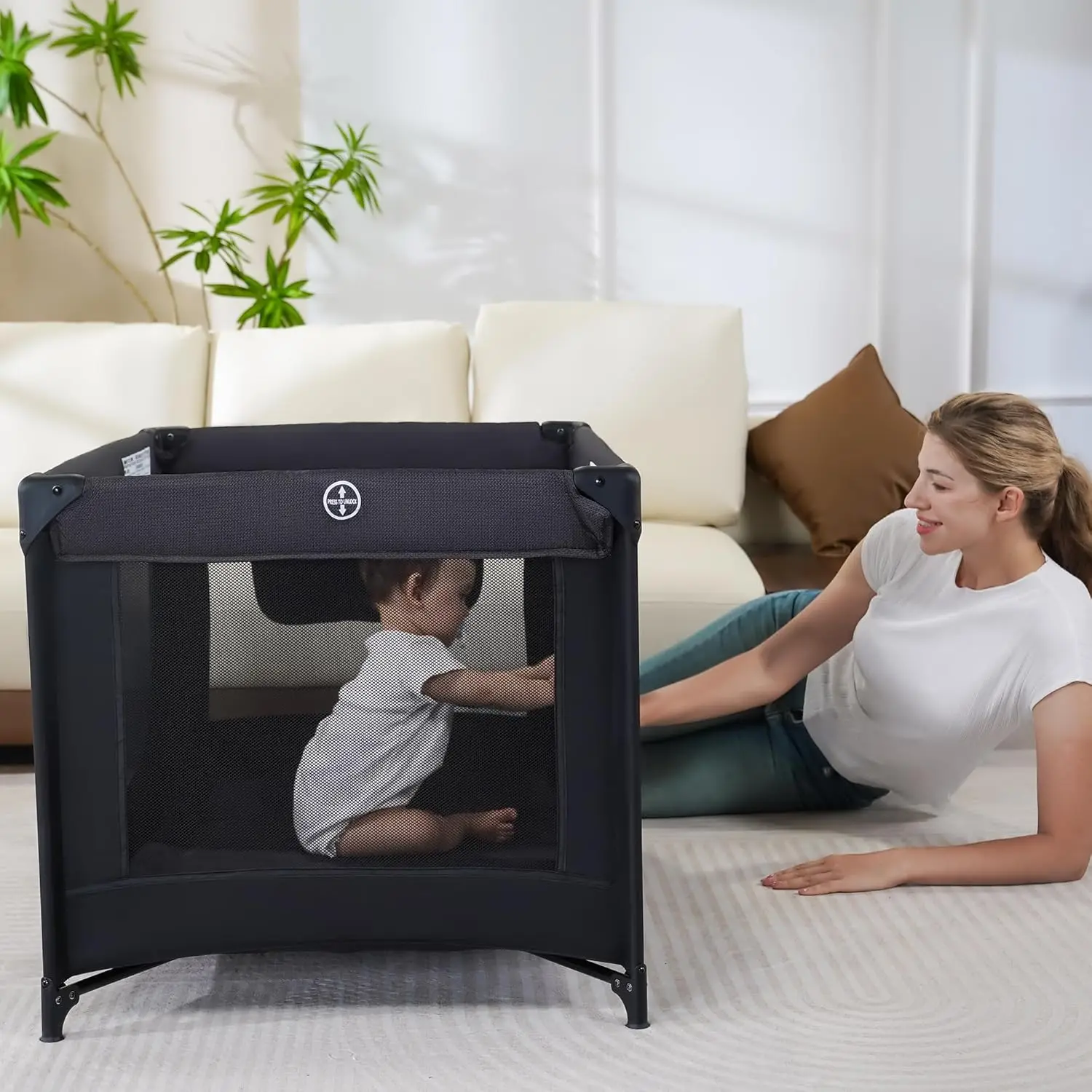 Portable Baby Playpen with Mattress & Carry Bag - Easy Fold Travel Crib for Infants 0-36 Months