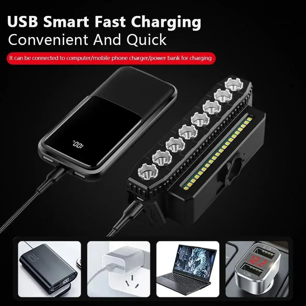 ไฟหน้าจักรยานแบบชาร์จไฟผ่าน USB กันน้ำ พร้อมกระดิ่งจักรยาน ความสว่างสูง มองเห็นได้ชัดเจน ไฟหน้าสำหรับปั่นจักรยานกลางคืน