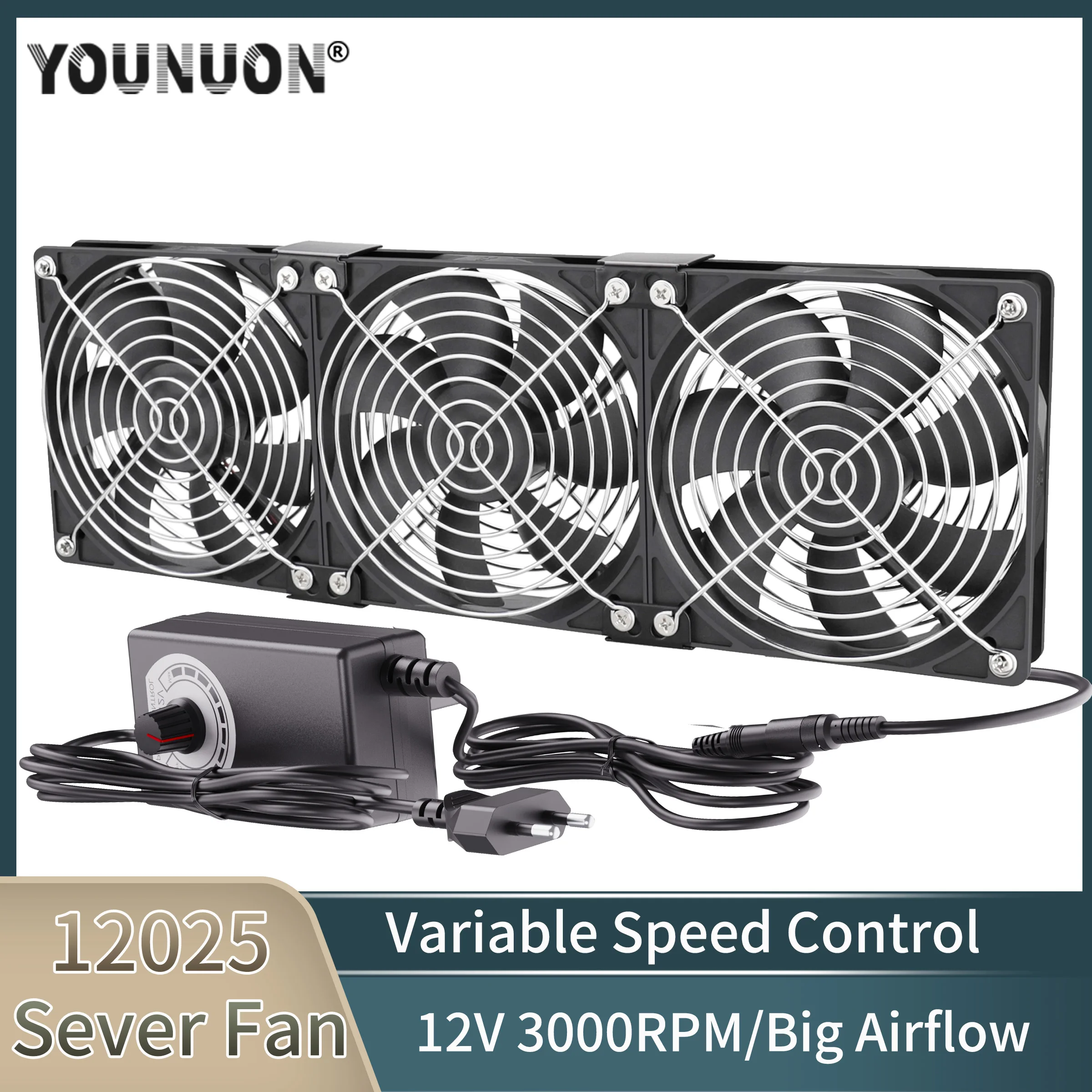 120mm 3000RPM Fan Cooling with Controller 12cm 12V 220V Btc Machine Chassis Workstation Cabinet Radiator Server Fan