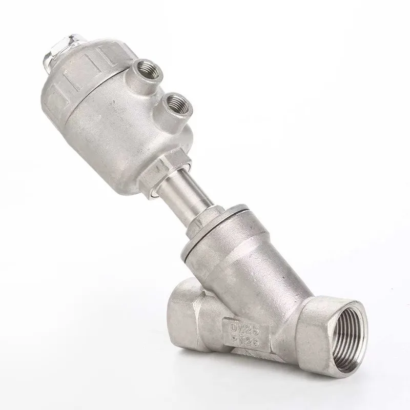 Stainless Steel Y-shaped Pneumatic Angle Seat Valve Cylinder Head, Steam High Temperature Resistant Thread Angle Valve Pneumatic