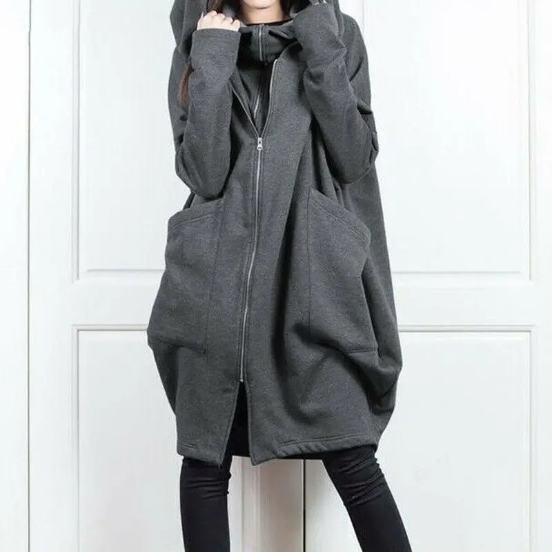 

Thick Warm Woman Hoodies Baggy Long Cold Top Loose Plain Hooded Sweatshirt for Women Autumn Winter Harajuku Fashion Casual Cloak