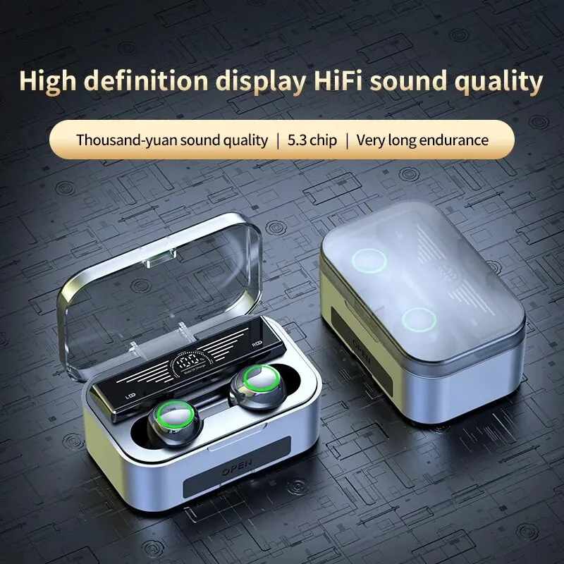 YD01 TWS Bluetooth Earphones Digital Display HIFI Stereo Sound Earbuds Gaming Wireless Headphones With Mic Hearing Aid